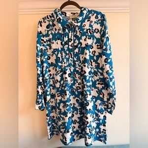 ANNA KAY Teal Floral Pintuck dress